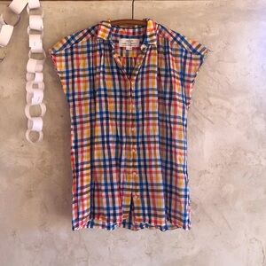 Plaid Sleeveless Button down